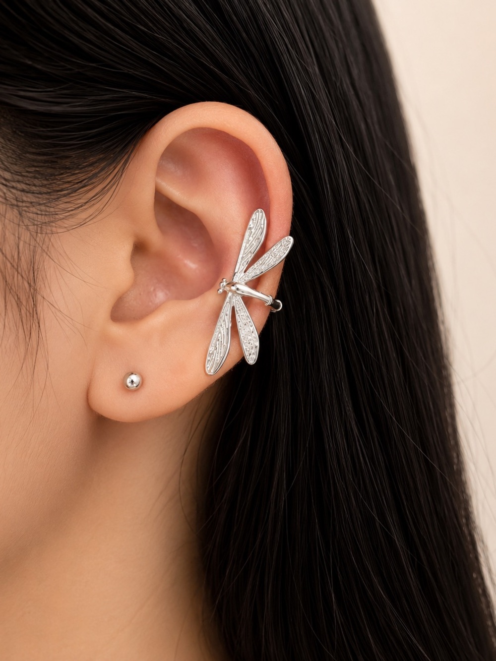 Silver Dragonfly Ear Cuff - Women's Jewelry
